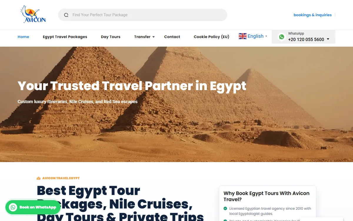 Avicon Travel — website screenshot