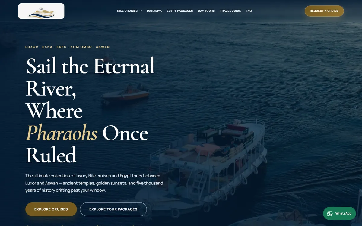 Egyptian Nile Cruise — website screenshot