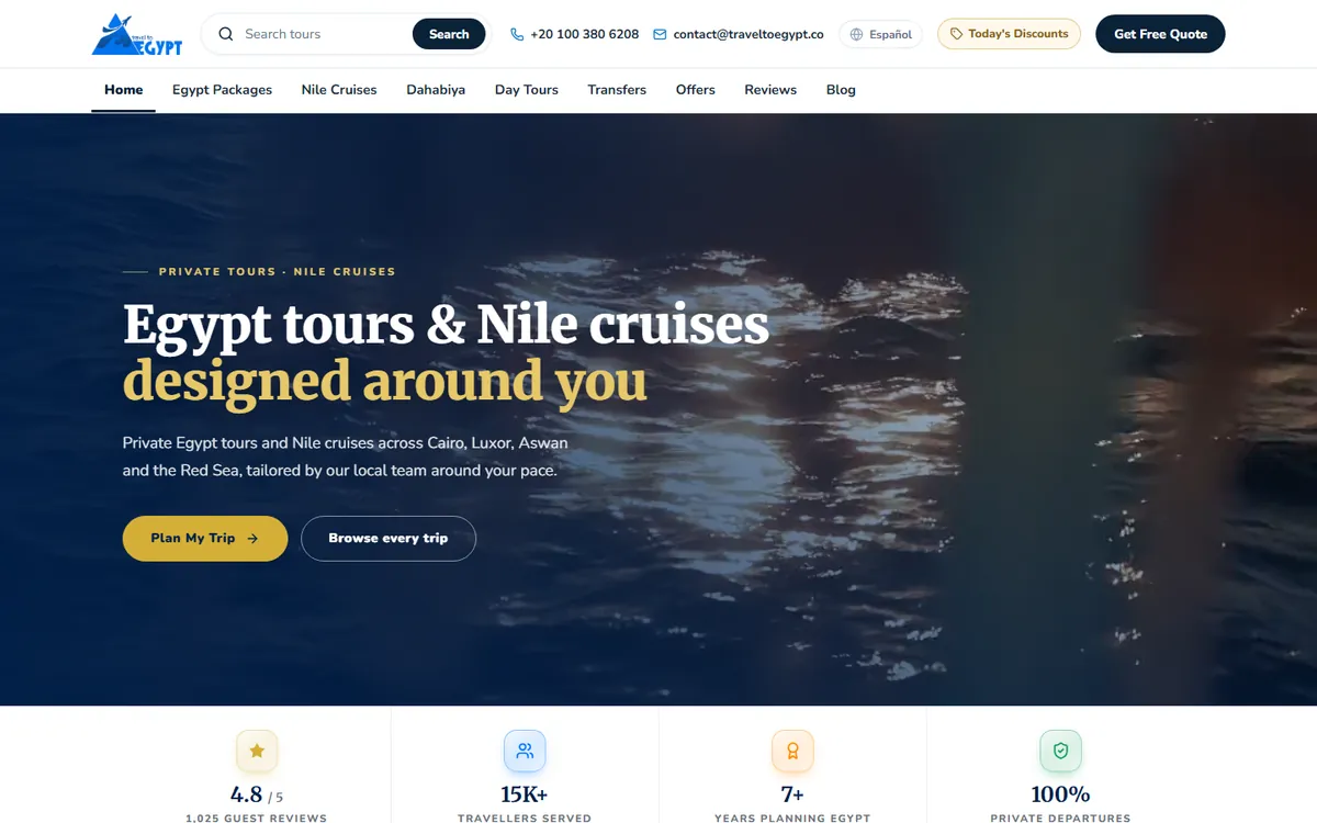 Travel To Egypt — website screenshot